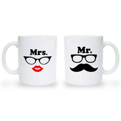 Kubki dla par zakochanych Mr. Mrs. glasses 2szt.